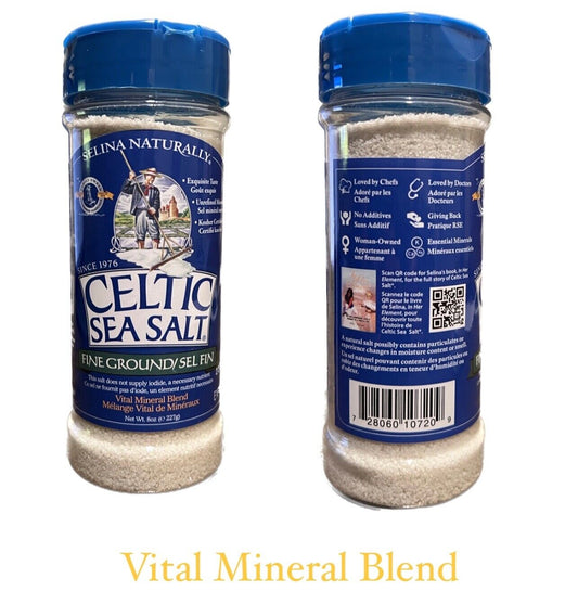 2 PACK Celtic Sea Salt Light Grey- Fine Ground Vital Mineral Blend 8 OZ shakers