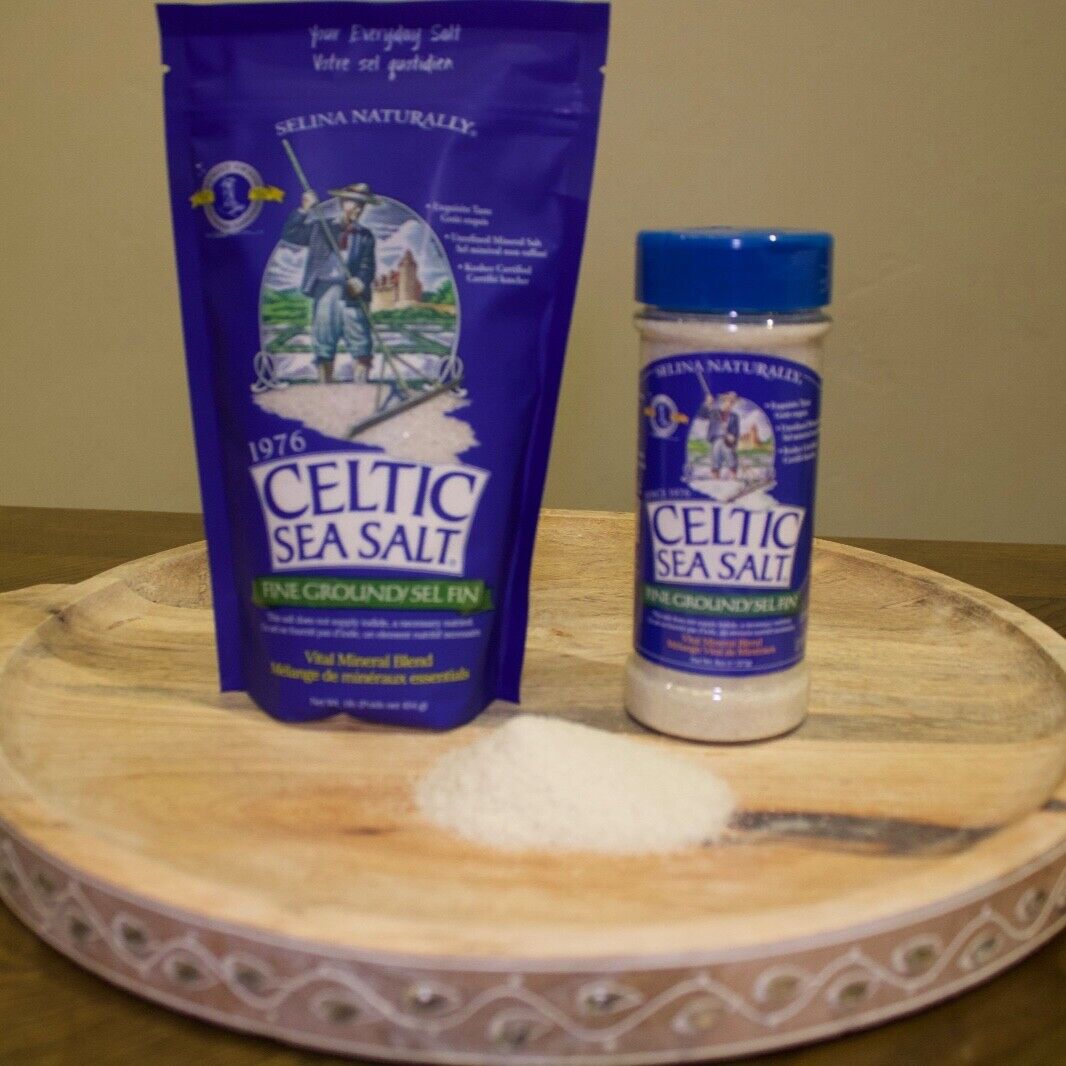 BUNDLE Celtic Salt Light Grey- Fine Ground 1 lb Resealable + 8oz Shaker 