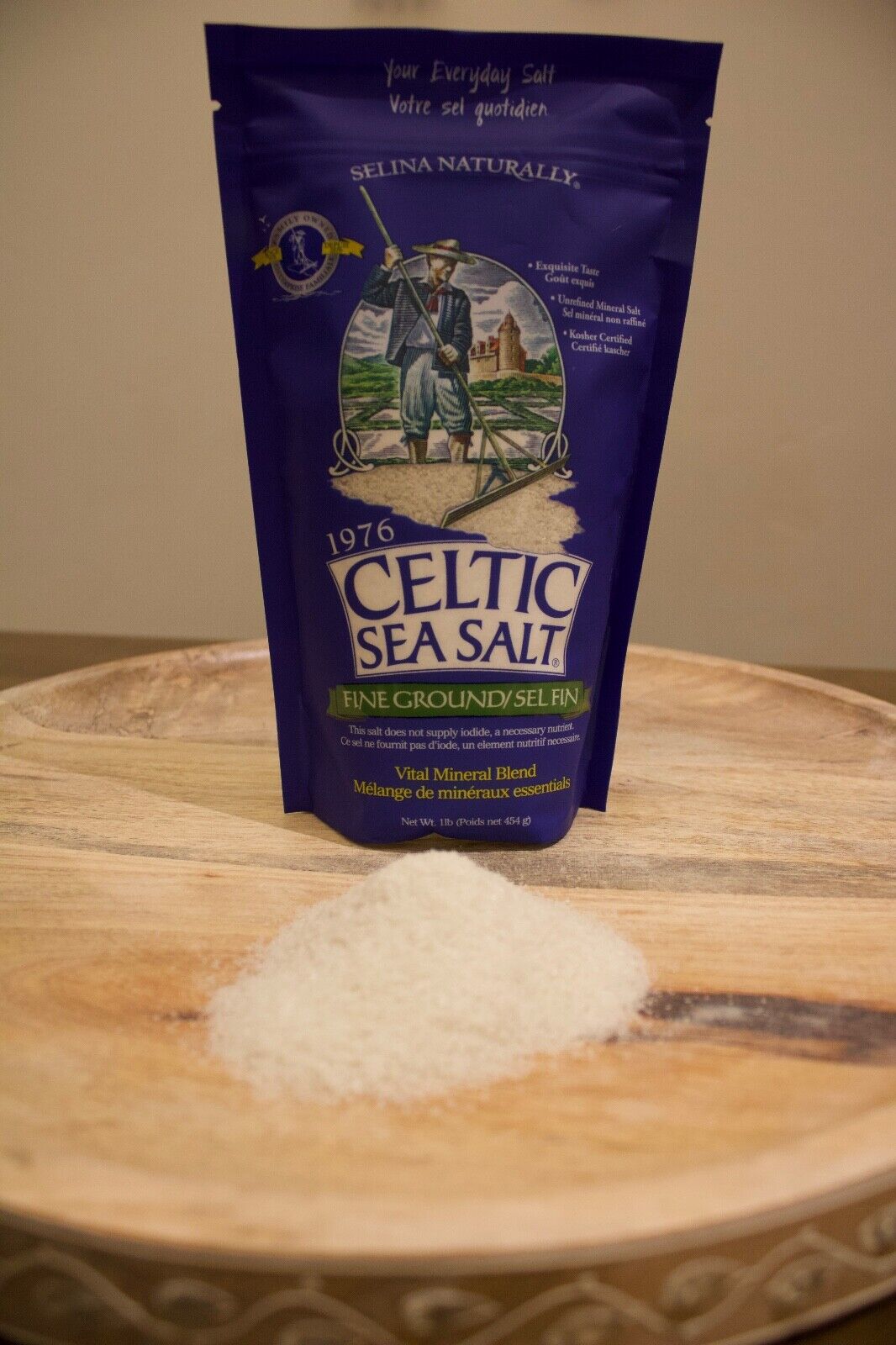 BUNDLE Celtic Salt Light Grey- Fine Ground 1 lb Resealable + 8oz Shaker 